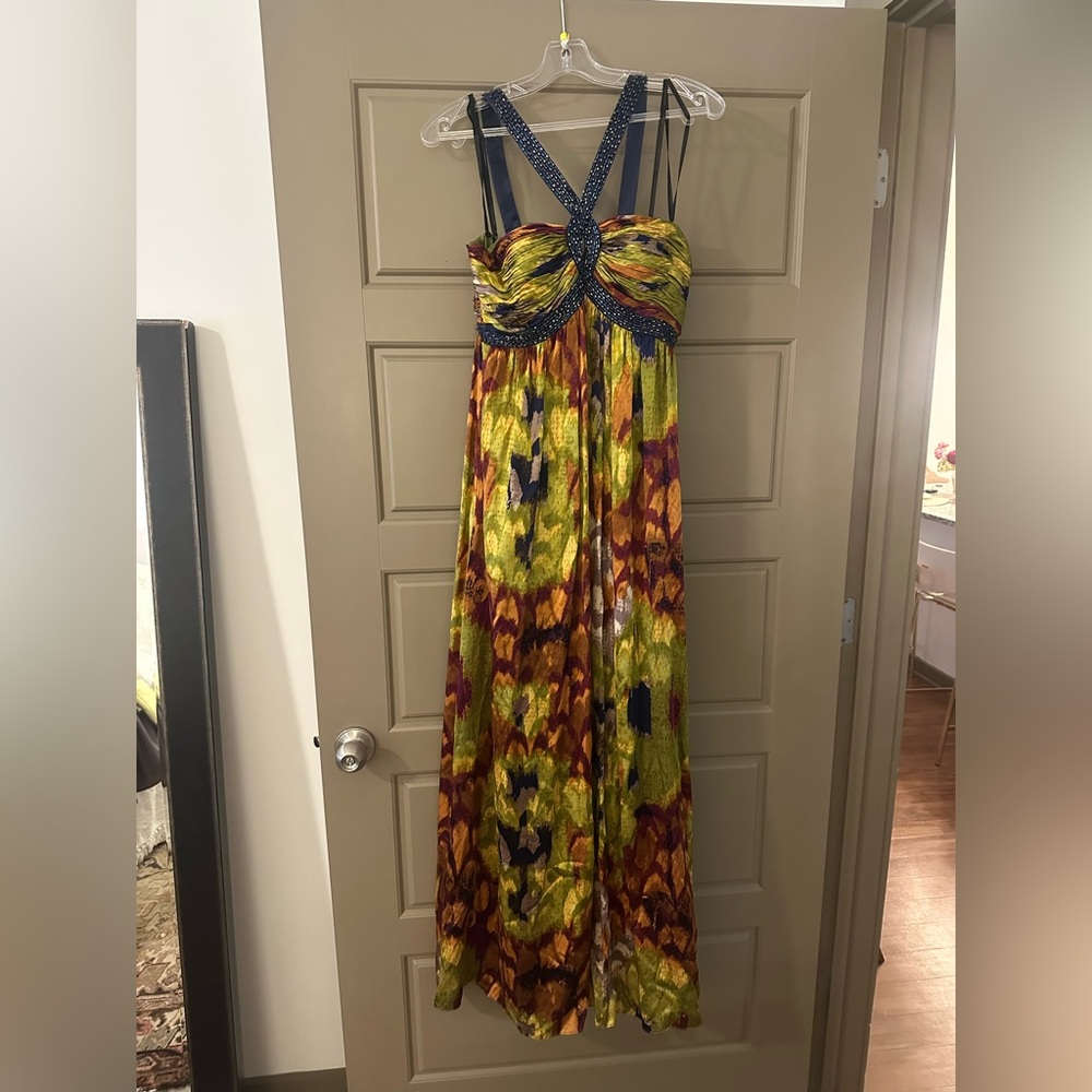 House of Dereon - long halter multi-color gown